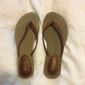 MIA Leather Espadrille Flip Flops